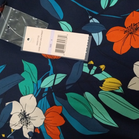 Nannette Lepore Dark Navy Floral Print Patio Maxi Button Up Dress NWT - Picture 12 of 14